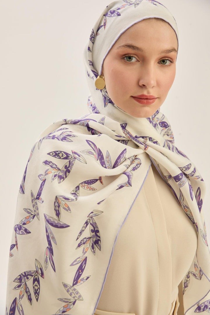 Maisa Fer Pamuk İpek Şal - Lila
