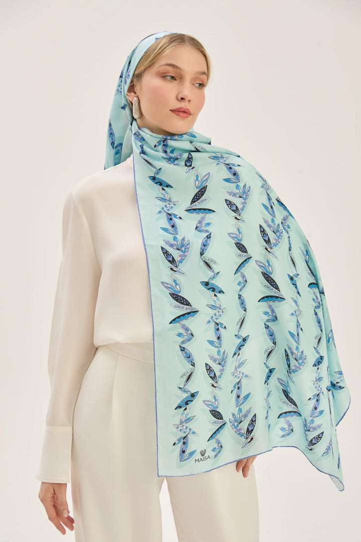 Maisa Fer Pamuk İpek Şal - Mavi