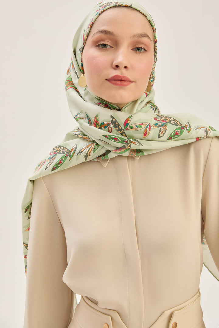 Maisa Fer Pamuk İpek Şal - Yeşil