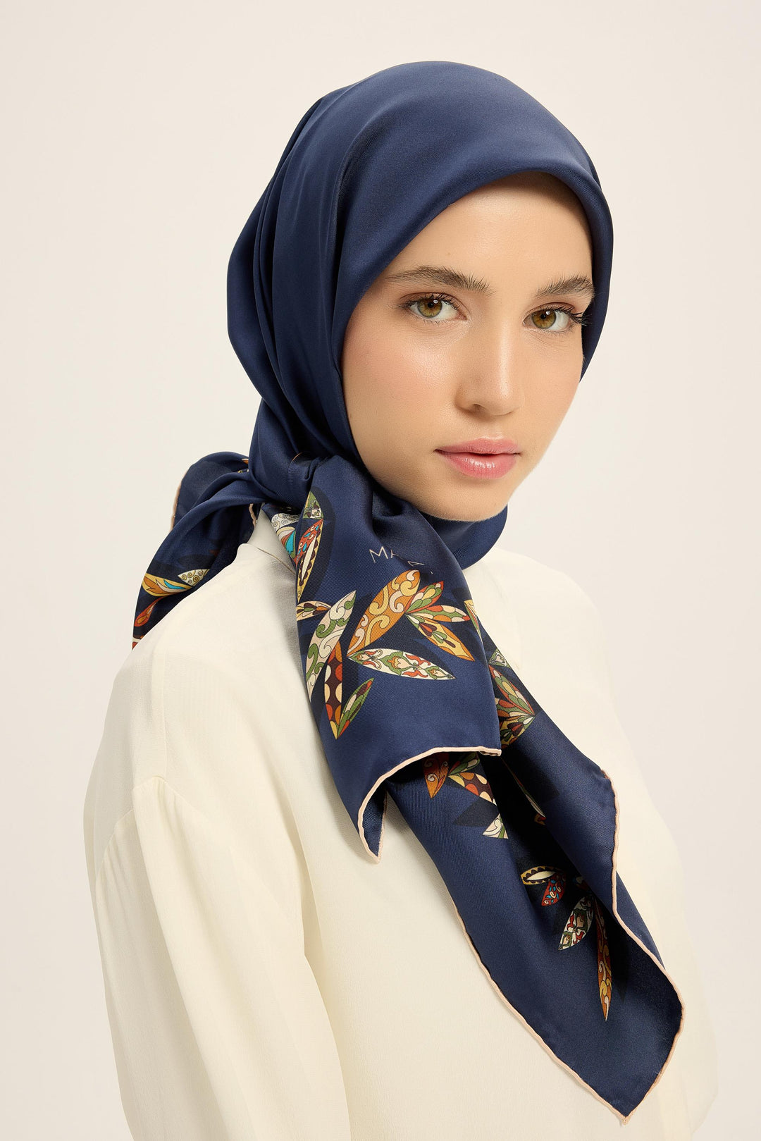 Maisa Fer Tivil İpek Eşarp - Lacivert