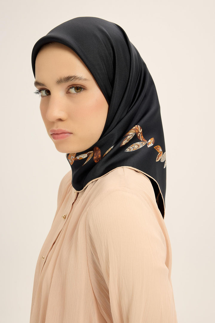 Maisa Fer Tivil İpek Eşarp - Siyah