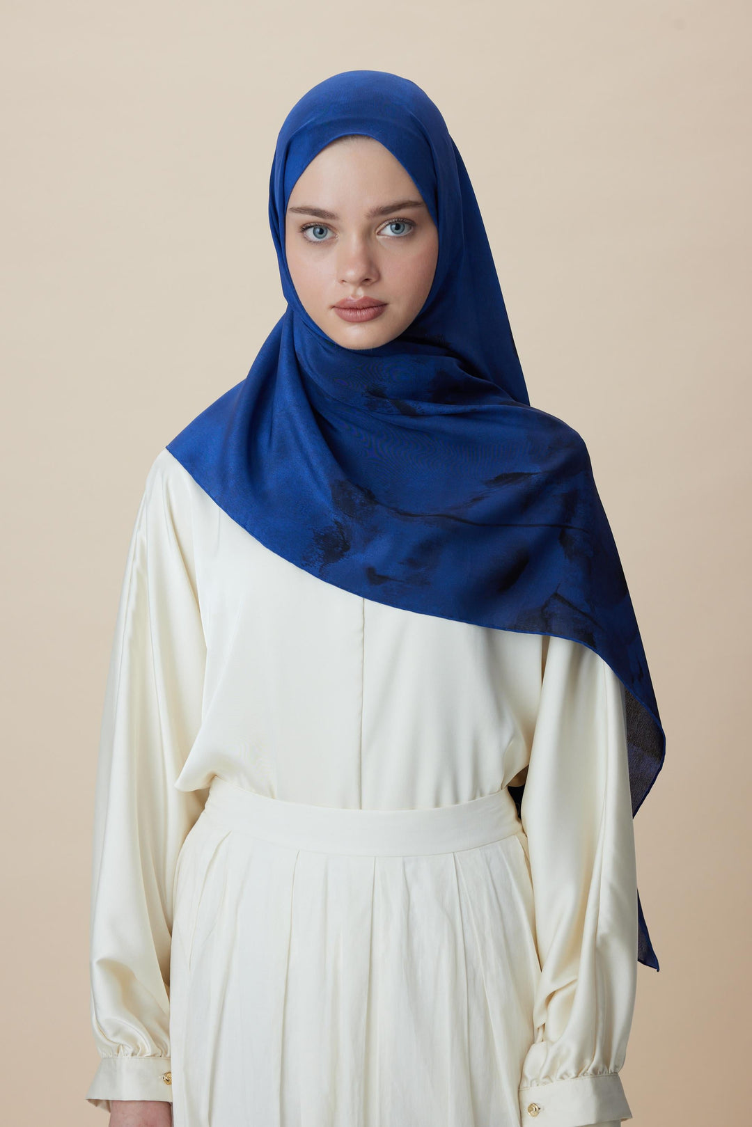 Maisa GELİNCİK KREP İPEK ŞAL 70*190 CM - GECE MAVİSİ
