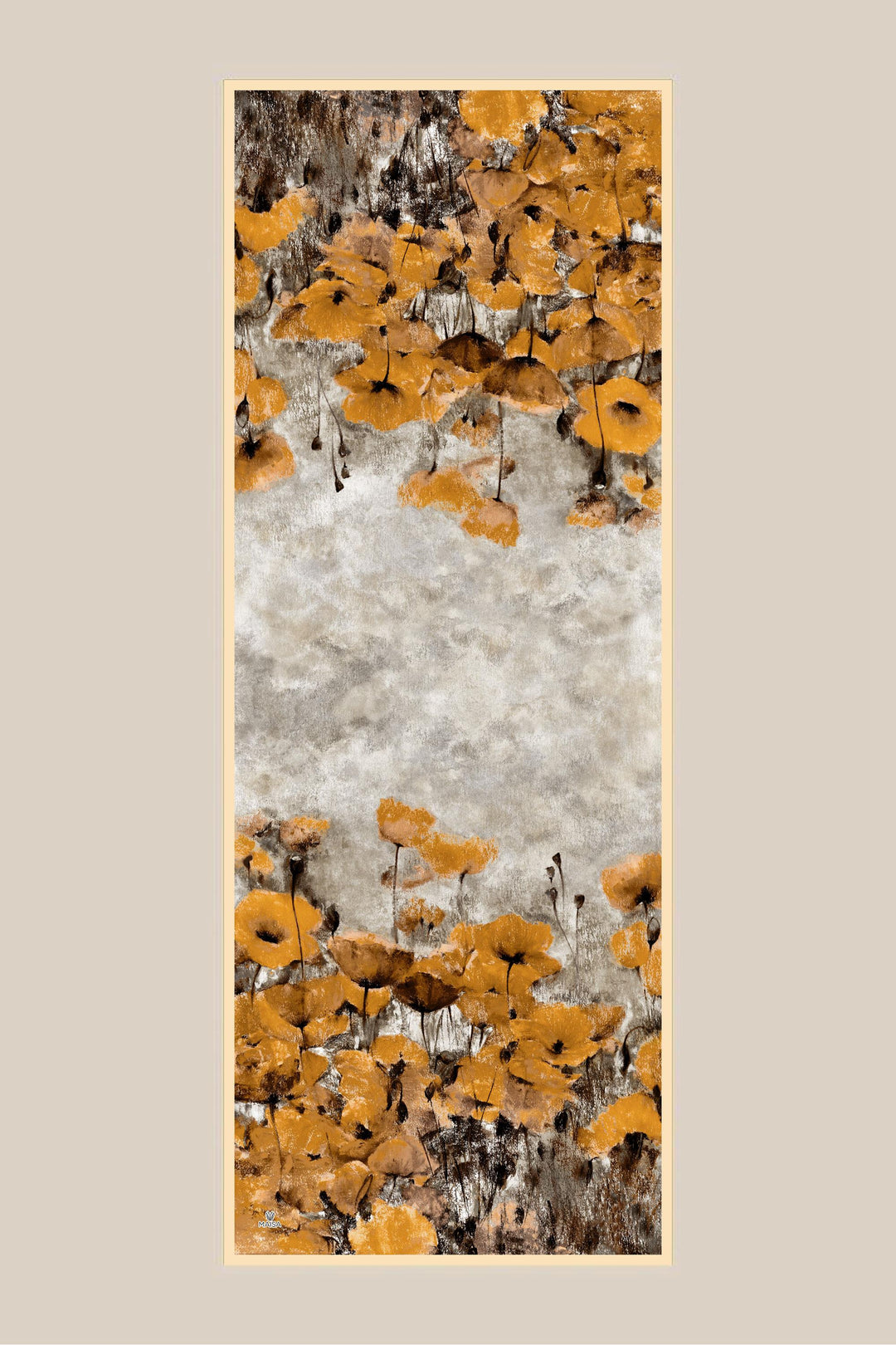 Maisa GELİNCİK KREP İPEK ŞAL 70*190 CM - GOLD