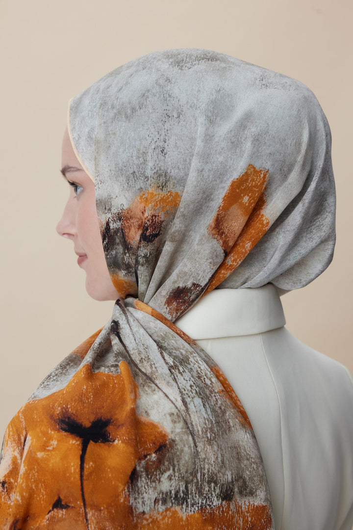 Maisa GELİNCİK KREP İPEK ŞAL 70*190 CM - GOLD