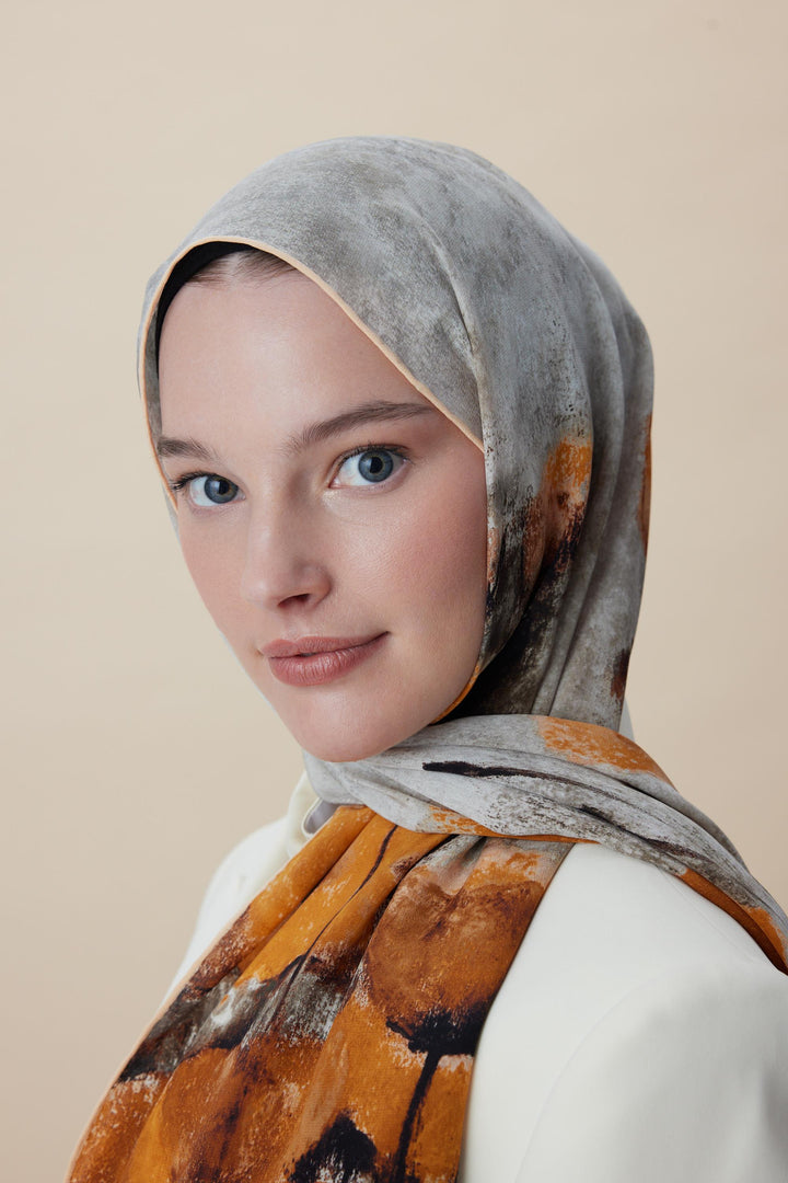 Maisa GELİNCİK KREP İPEK ŞAL 70*190 CM - GOLD