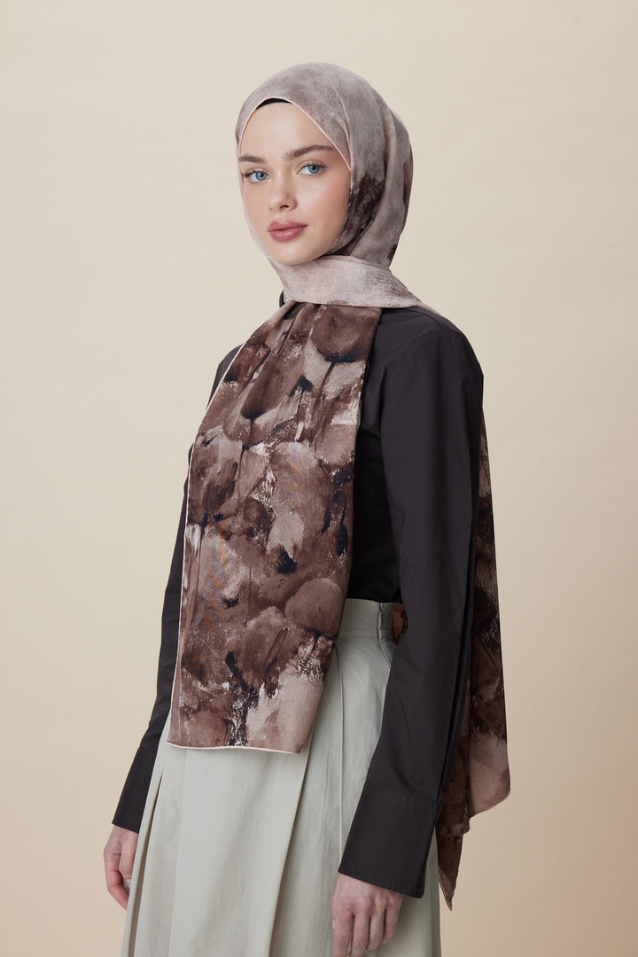 Maisa GELİNCİK KREP İPEK ŞAL 70*190 CM - KUM