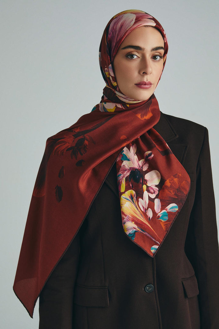 Maisa GEM PAMUK İPEK ŞAL 70*190 CM - KAHVERENGİ