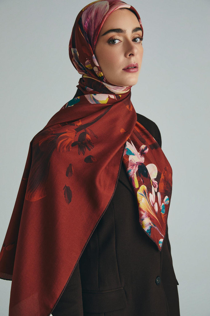 Maisa GEM PAMUK İPEK ŞAL 70*190 CM - KAHVERENGİ
