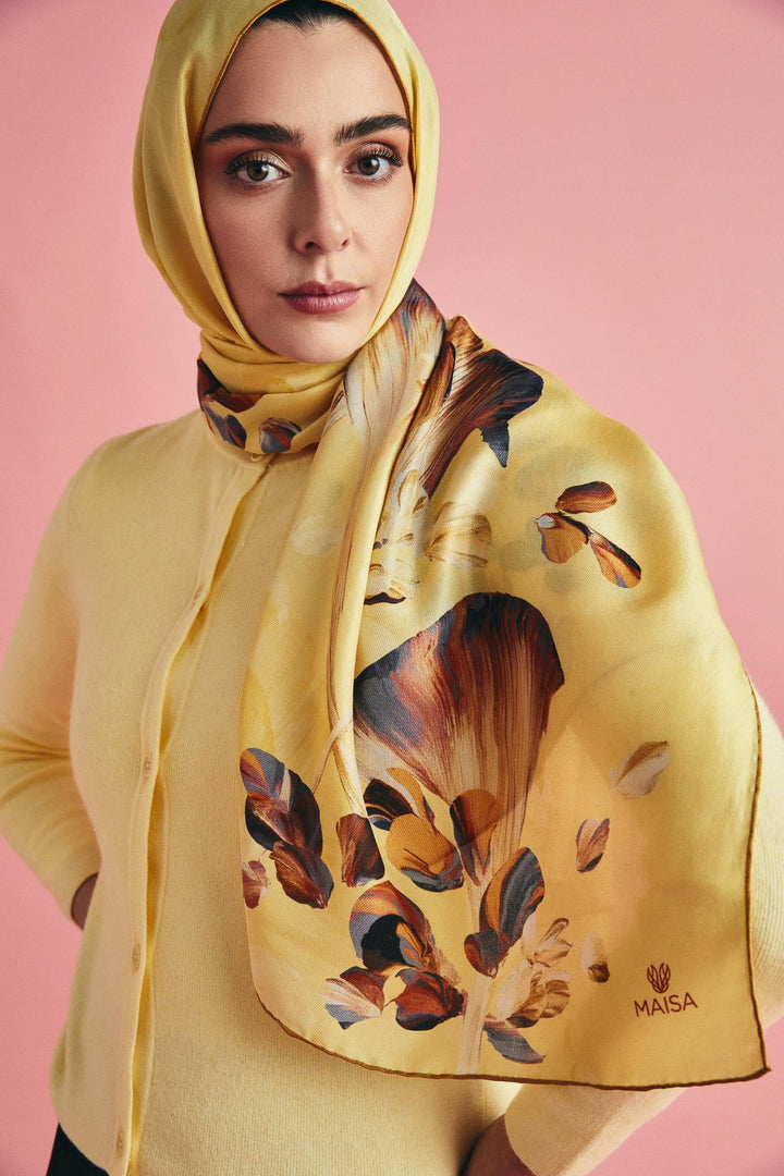 Maisa GEM PAMUK İPEK ŞAL 70*190 CM - SARI