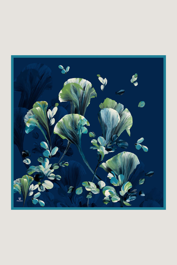 GEM TİVİL İPEK EŞARP 90*90 CM - LACİVERT 