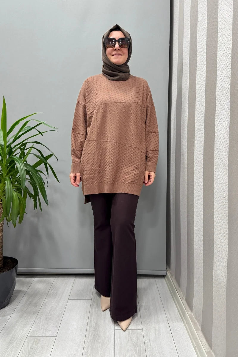 Ghisa Balıkçı Yaka Triko Tunik Kahve 26KOBTNK 4857