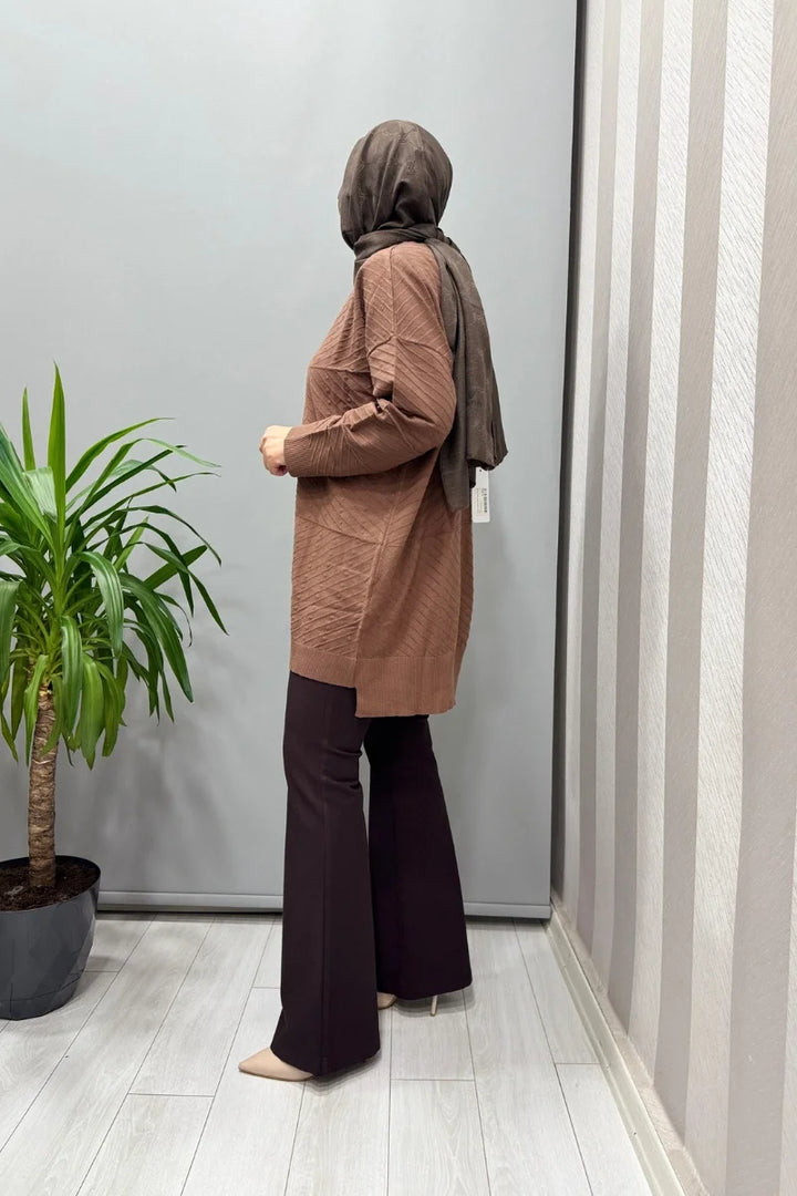 Ghisa Balıkçı Yaka Triko Tunik Kahve 26KOBTNK 4857