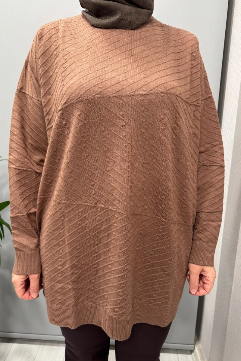 Ghisa Balıkçı Yaka Triko Tunik Kahve 26KOBTNK 4857