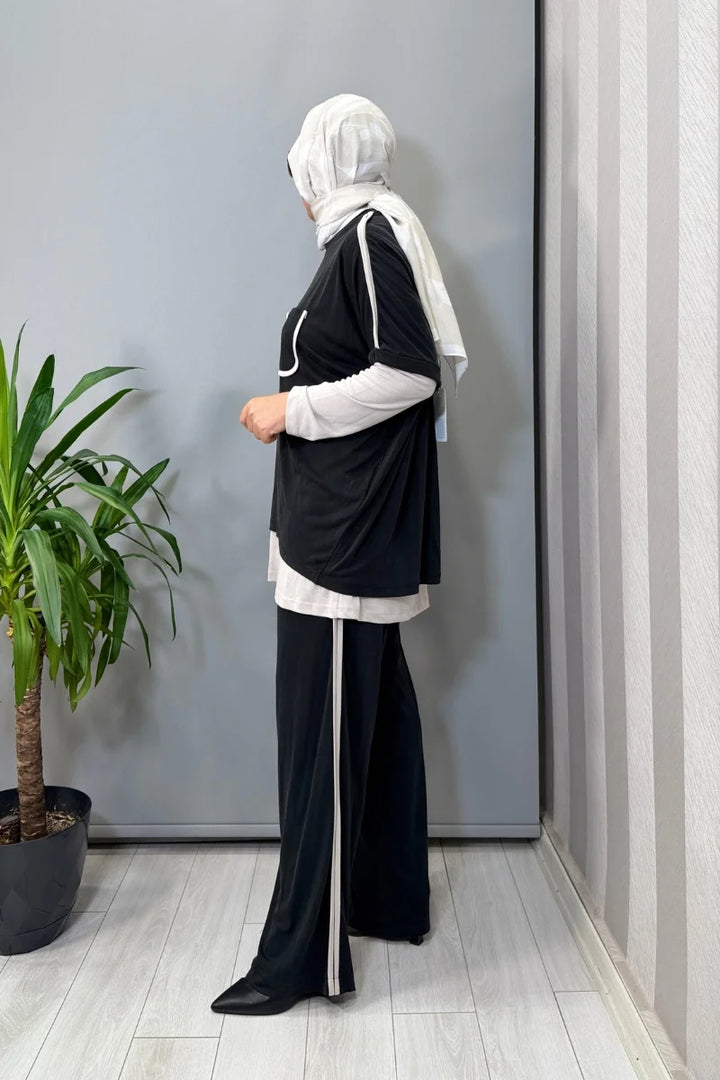 Ghisa Biye Detaylı Tunik Takım Siyah 26KGSTKM 4094