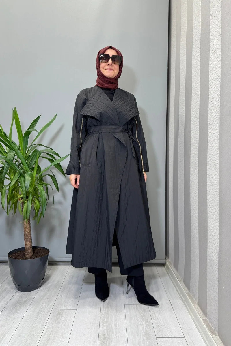 Ghisa Fermuar Detaylı Trenç Siyah 26KGSPRD 2684