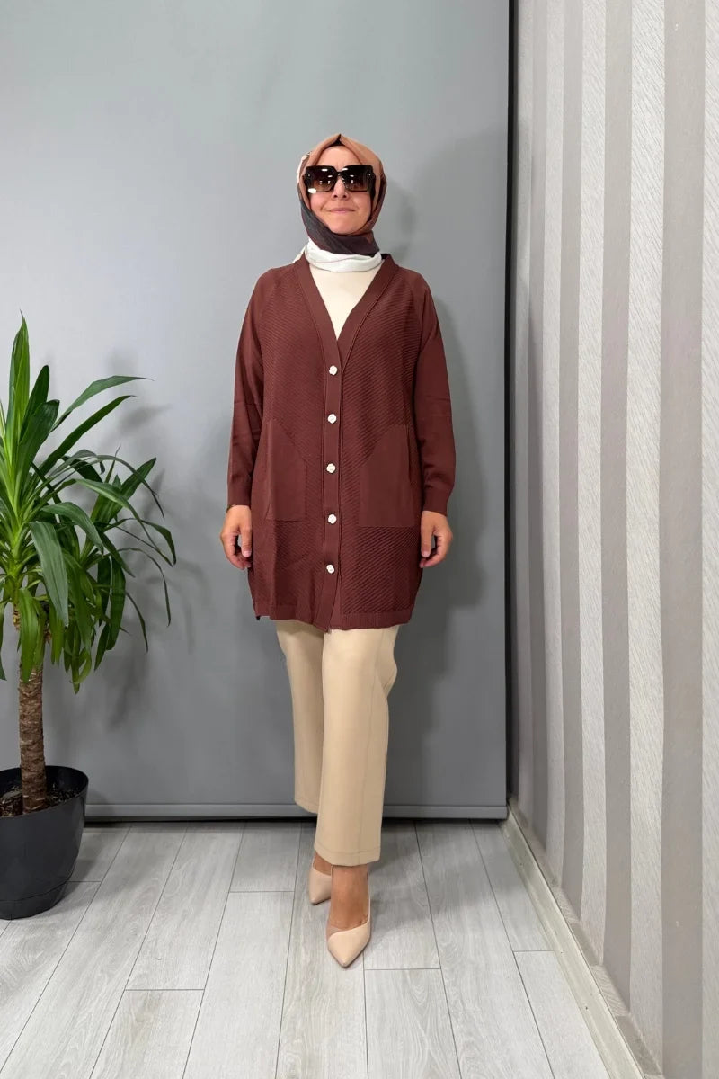 Ghisa Hırka Taş 26KOBHRK 3184 - Kahve - Görsel 1 