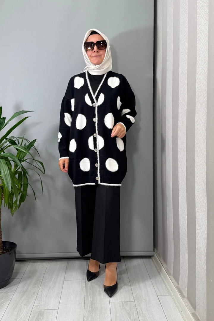 Ghisa Hırka Siyah-Ekru 26KOBHRK 3085 - Siyah-Ekru - Görsel 1 