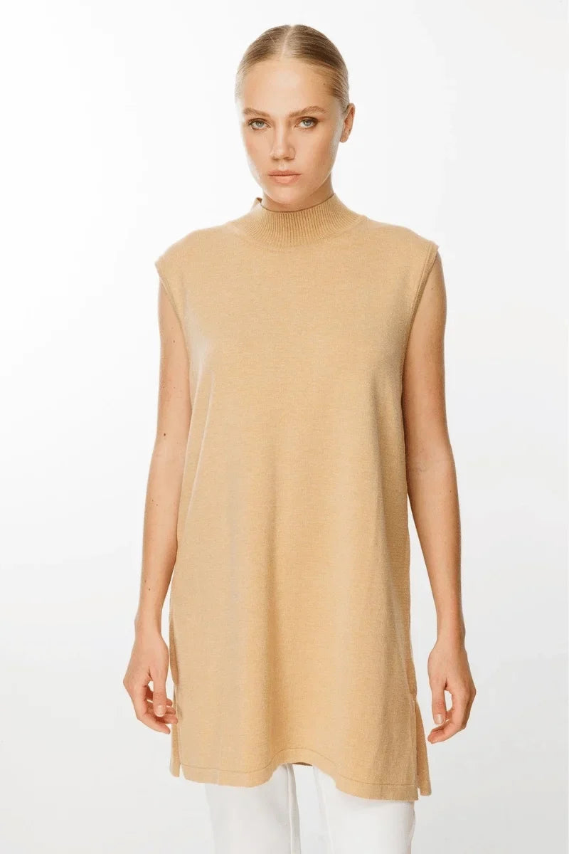 Ghisa Kolsuz Triko Tunik Ekru 5KKNTNK 4659 - Camel - Görsel 1 