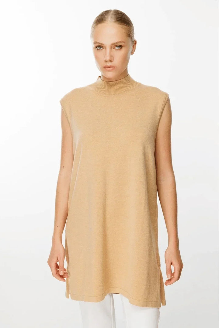 Ghisa Kolsuz Triko Tunik Ekru 5KKNTNK 4659 - Camel - Görsel 1 