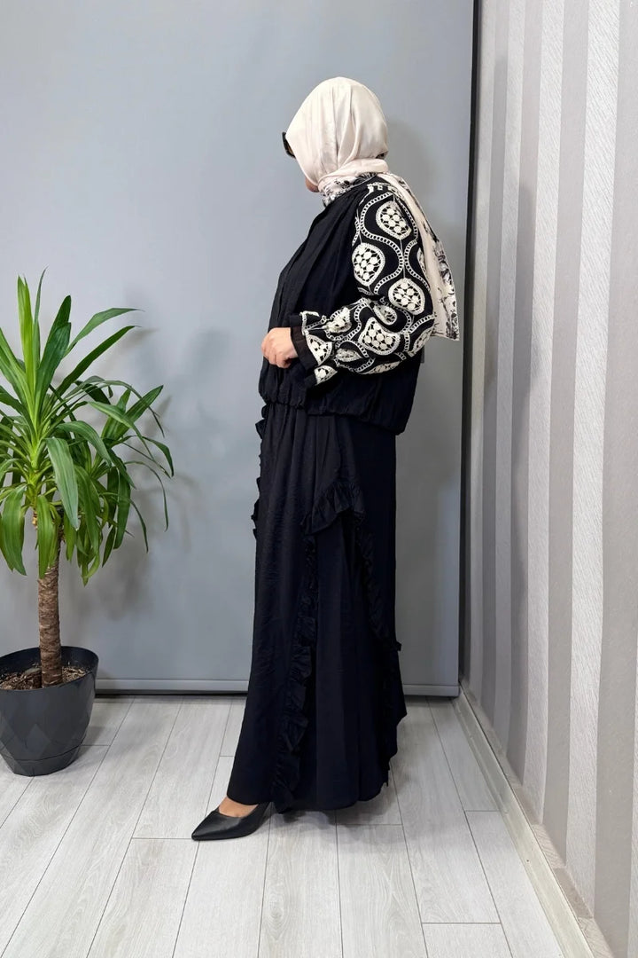 Ghisa Nakış Detaylı Etekli Takım Siyah 26KGSTKM 1862