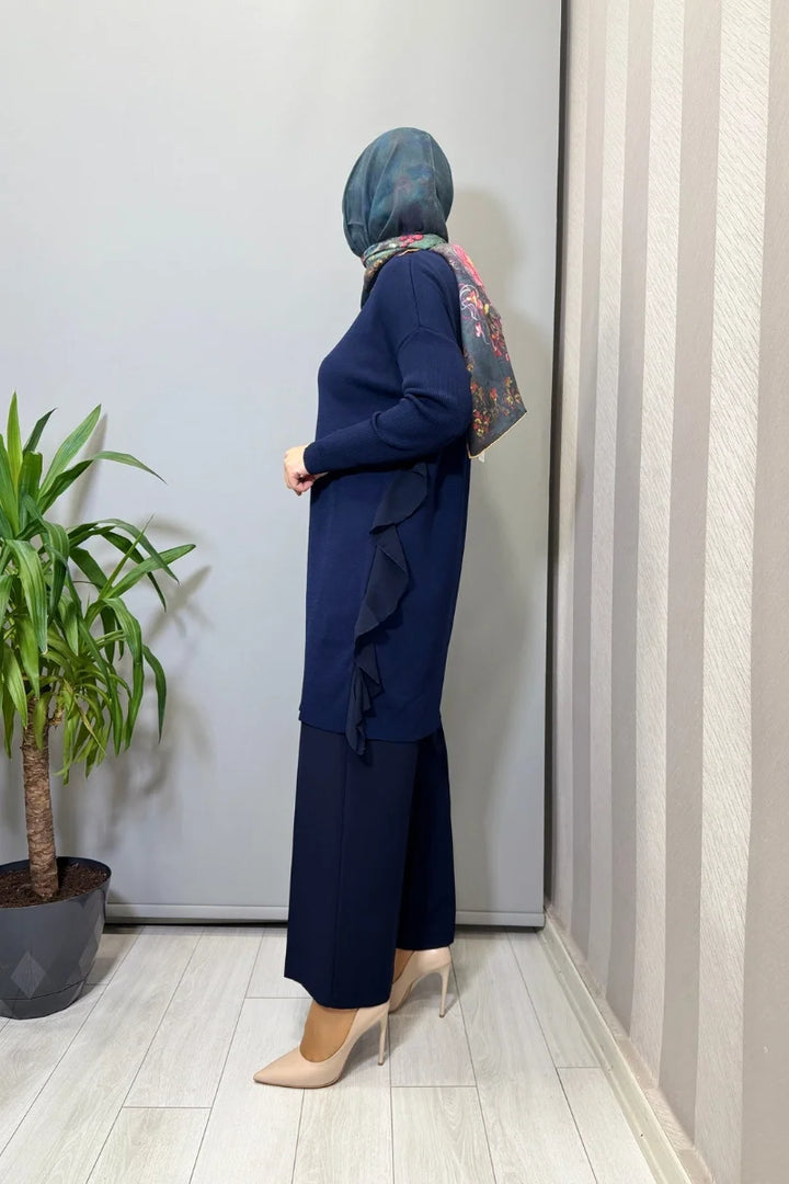 Ghisa Şifon Detaylı Tunik Lacivert 25YOBTNK 4689 - Lacivert - Görsel 2 