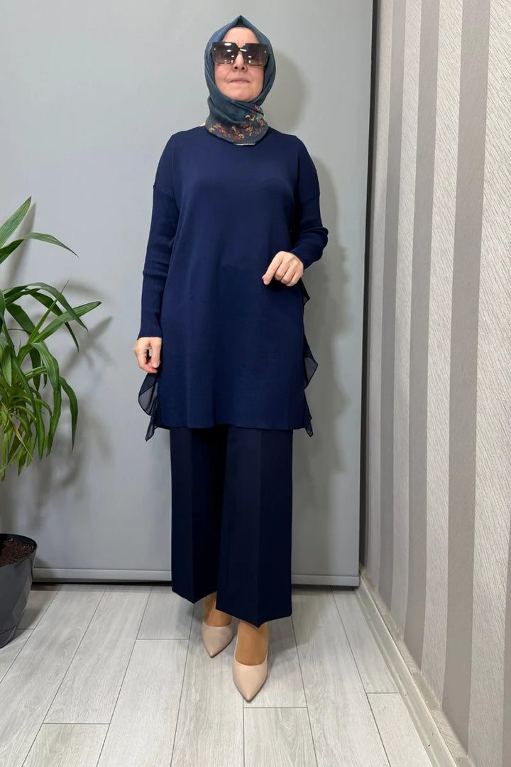 Ghisa Şifon Detaylı Tunik Lacivert 25YOBTNK 4689 - Lacivert - Görsel 1 