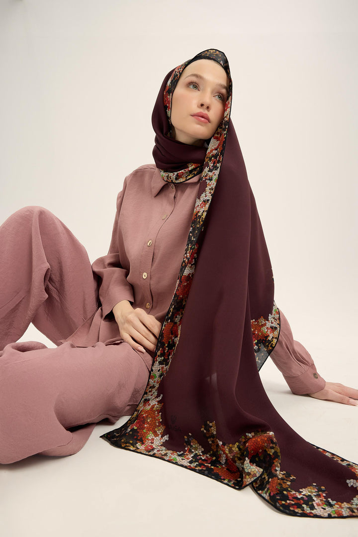 Maisa GİNA KREP İPEK ŞAL 70*190 CM - BORDO