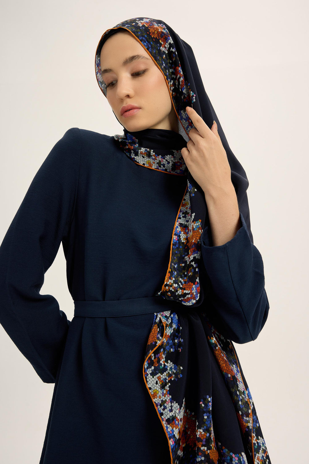 Maisa GİNA KREP İPEK ŞAL 70*190 CM - LACİVERT