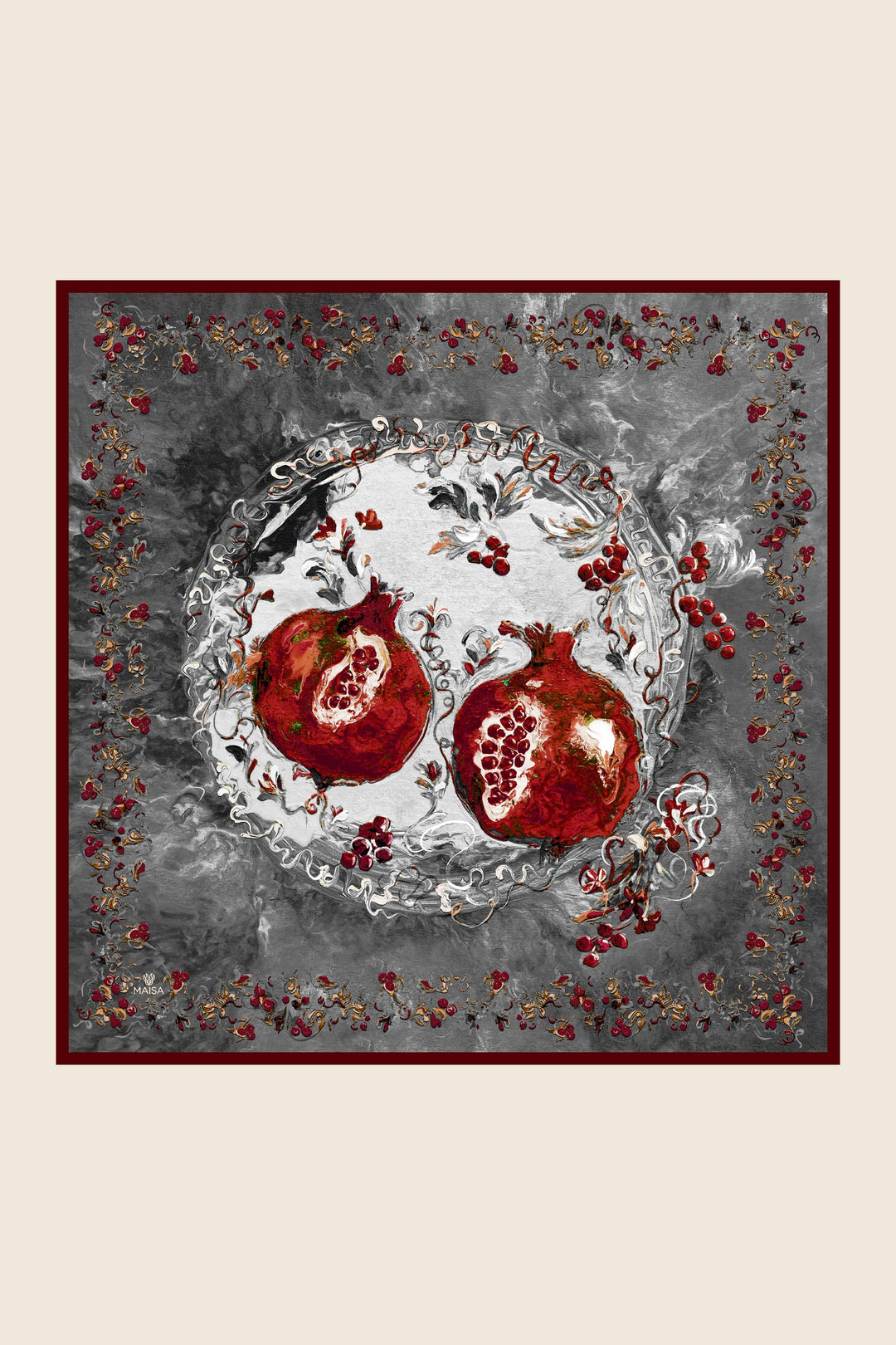 Maisa Göknar Mulberry İpek Eşarp - Bordo