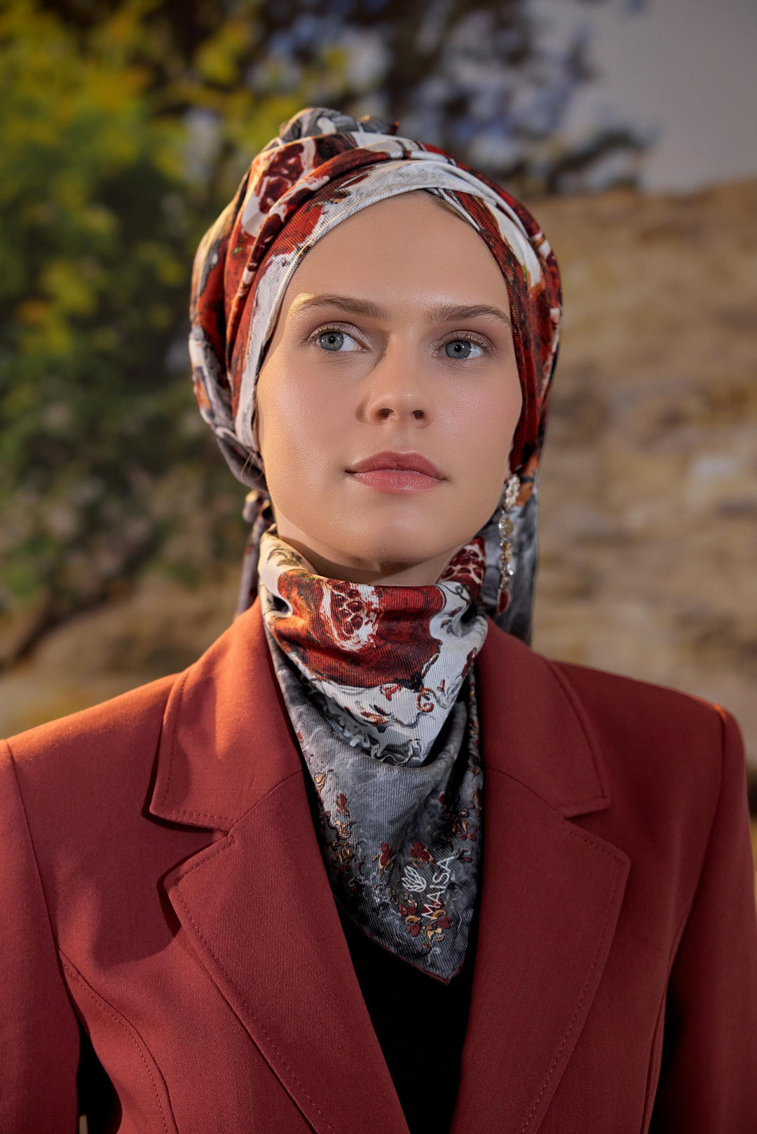 Maisa Göknar Mulberry İpek Eşarp - Bordo