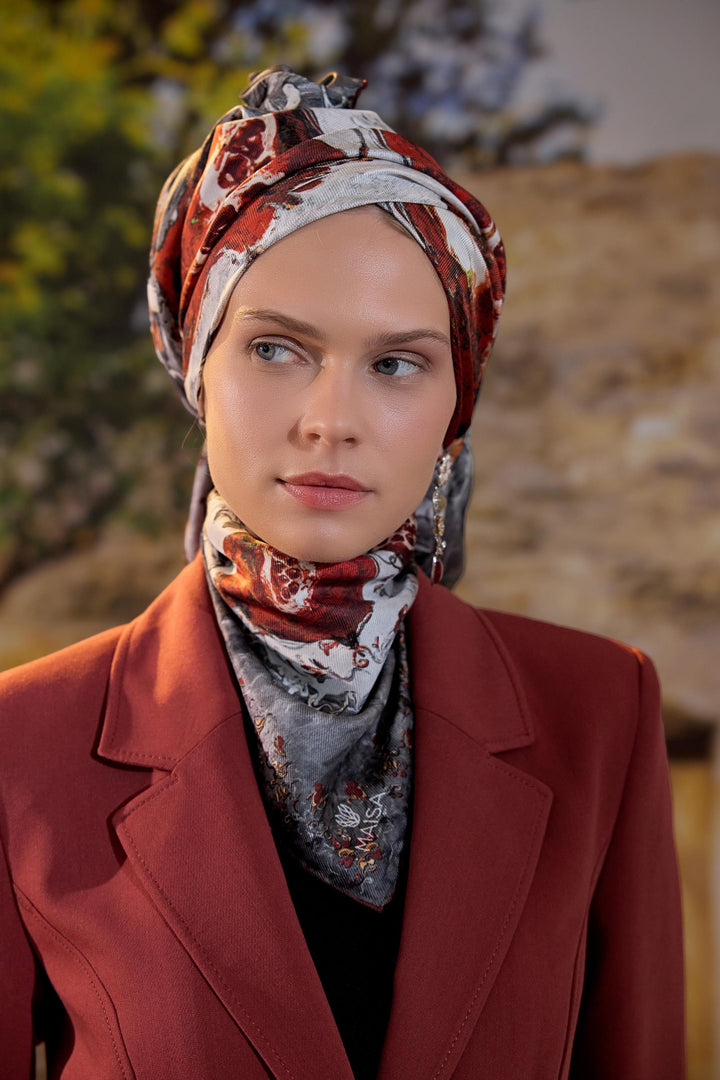 Maisa Göknar Mulberry İpek Eşarp - Bordo
