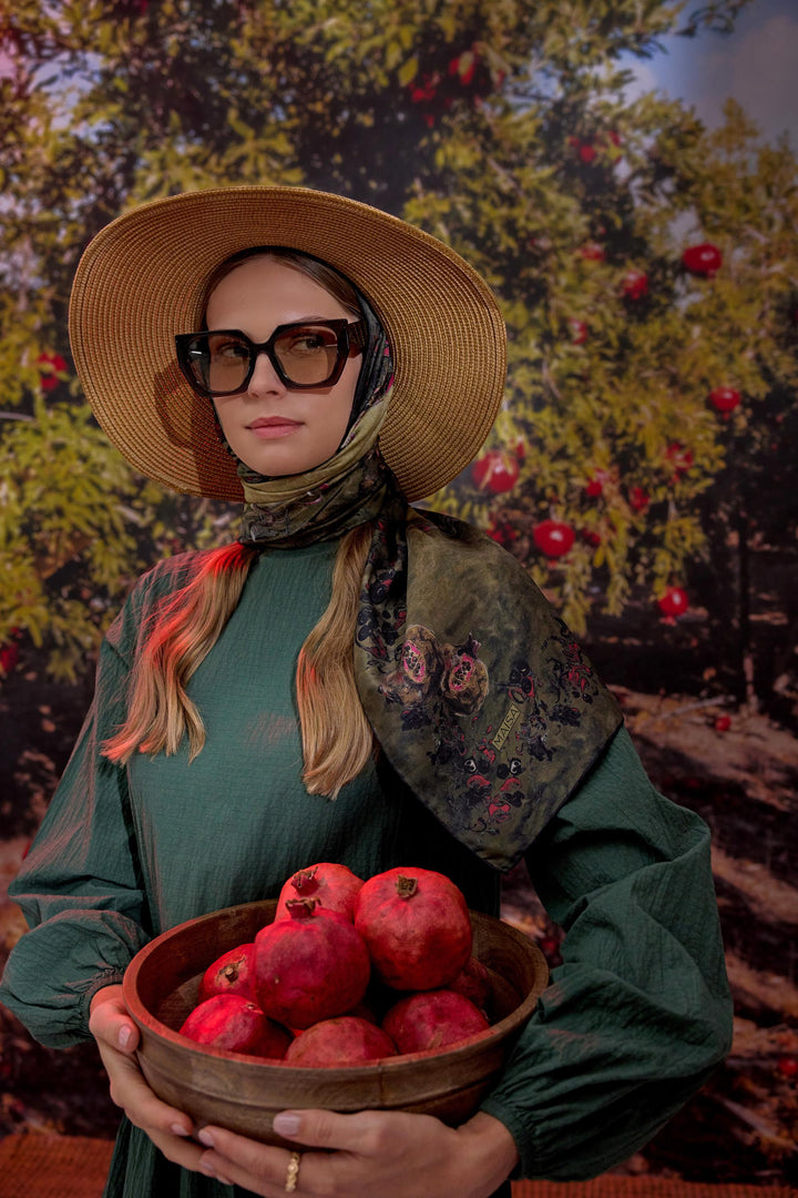 Maisa Göknar Mulberry İpek Eşarp - Haki