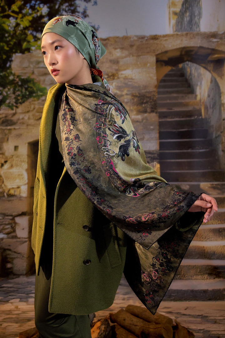 Maisa Göknar Mulberry İpek Eşarp - Haki