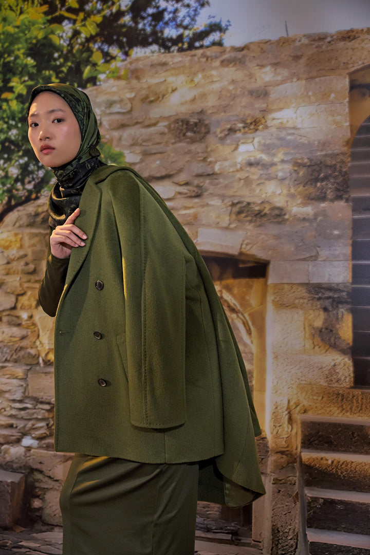 Maisa Göknar Mulberry İpek Eşarp - Koyu Yeşil