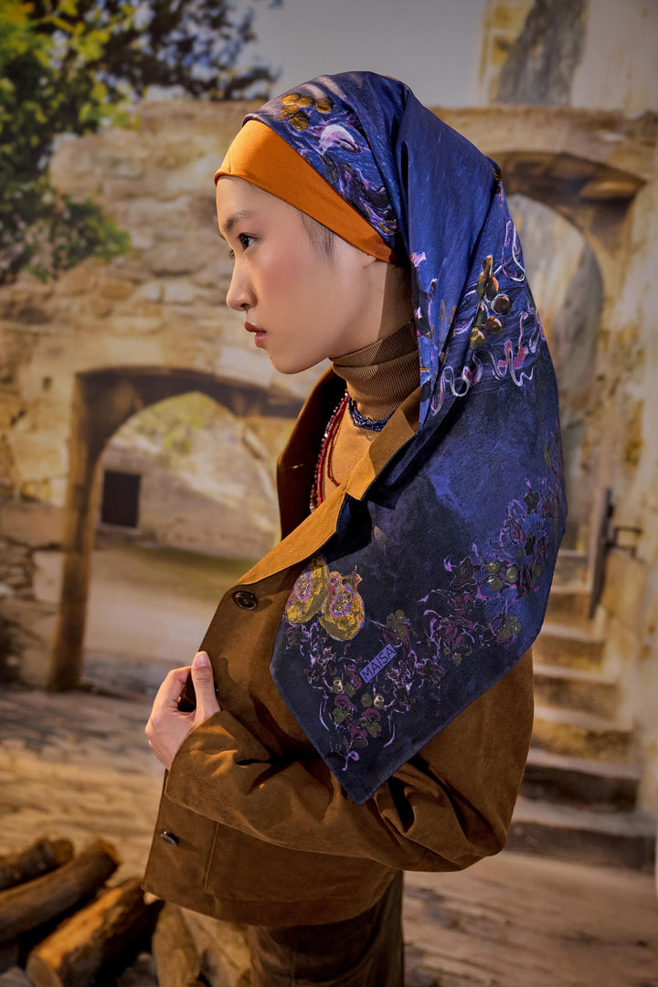 Maisa Göknar Mulberry İpek Eşarp - Lacivert