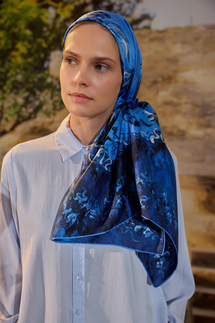 Maisa Göknar Mulberry İpek Eşarp - Mavi