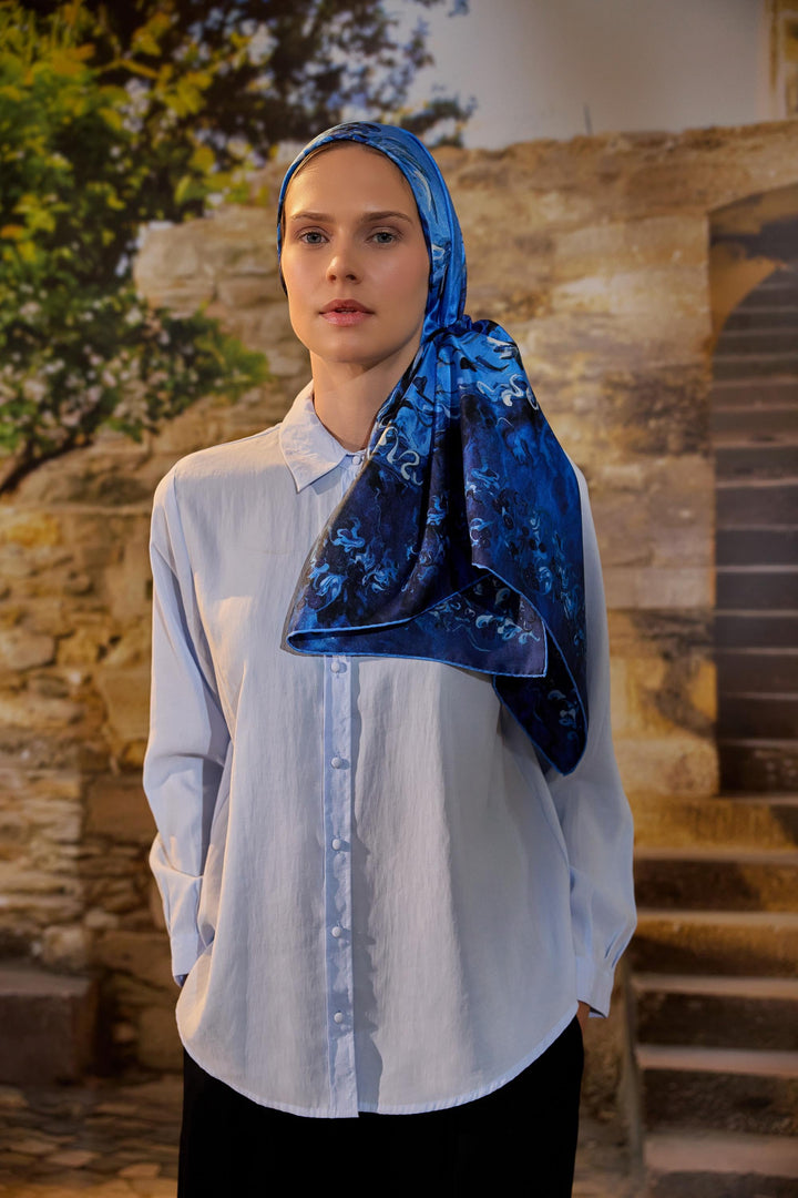 Maisa Göknar Mulberry İpek Eşarp - Mavi