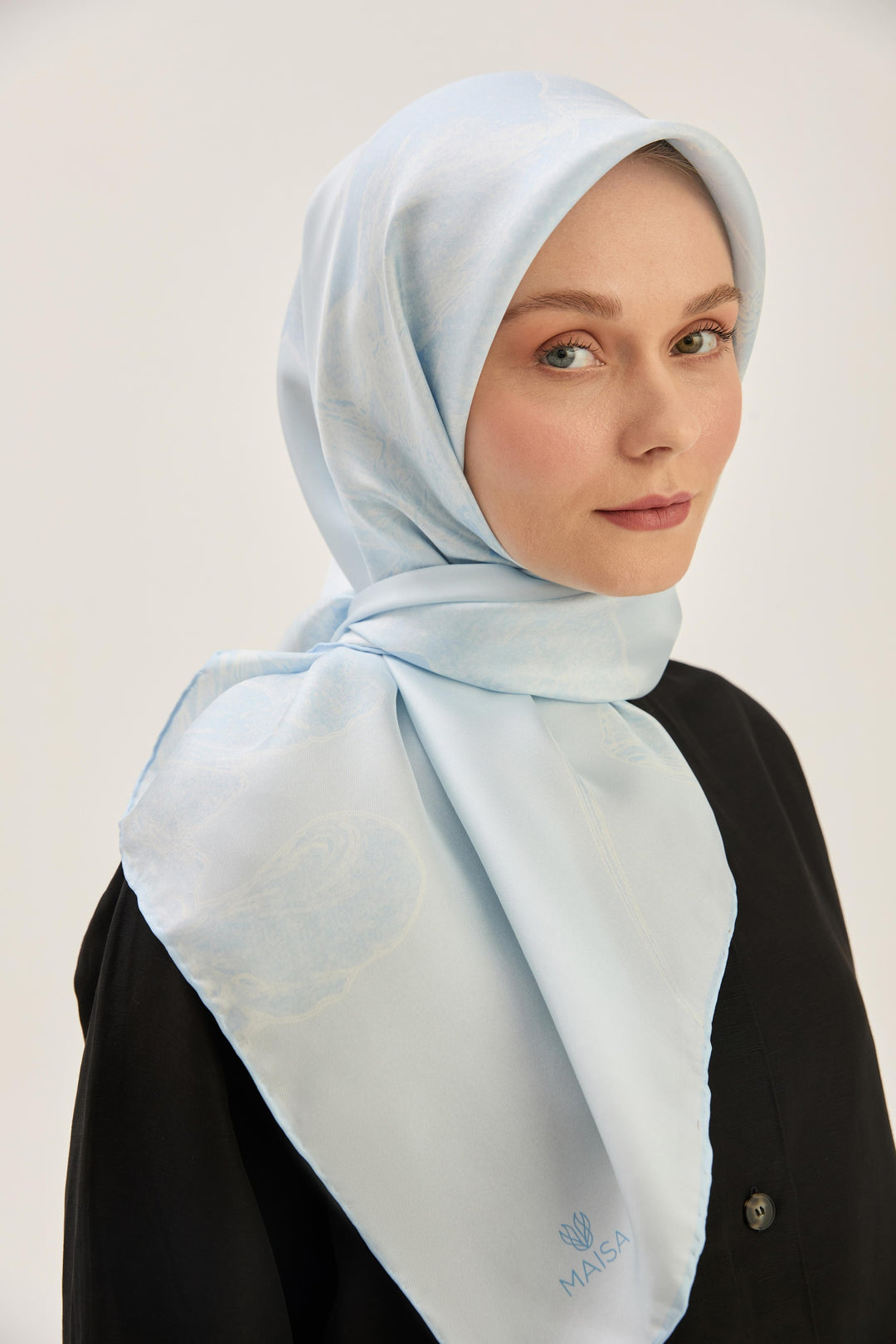 Maisa HALE TİVİL İPEK EŞARP 90*90 CM - MAVİ