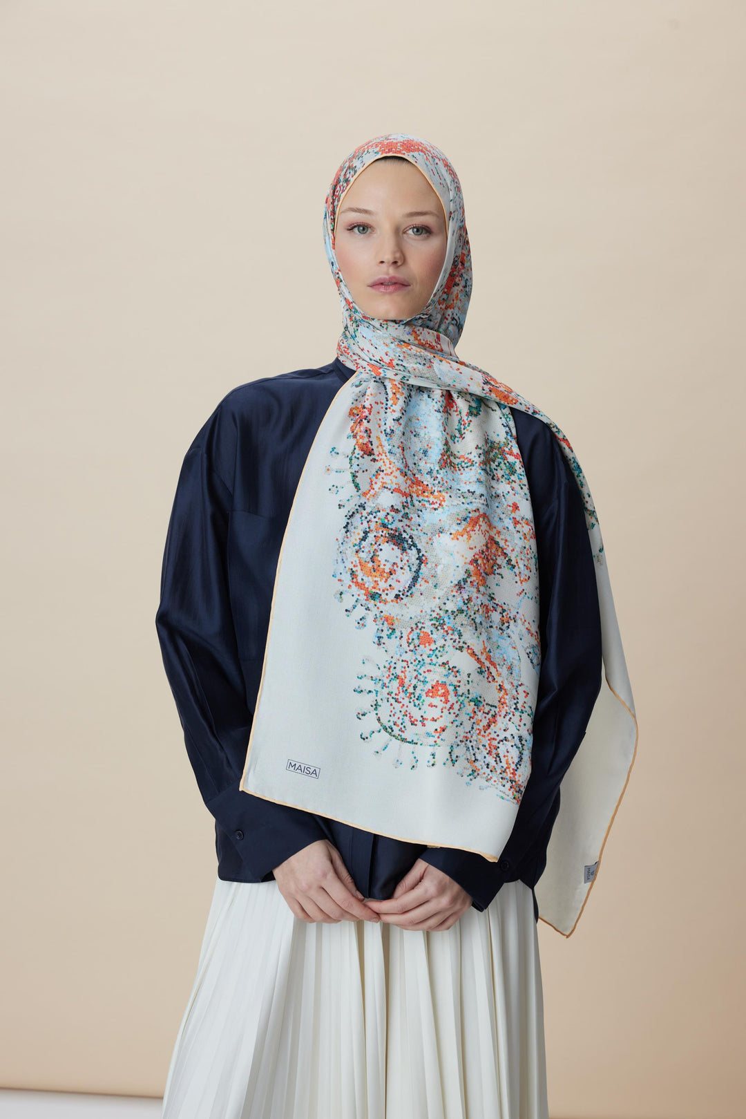 Maisa HAZİNE PAMUK İPEK ŞAL 70*190 CM - TAŞ