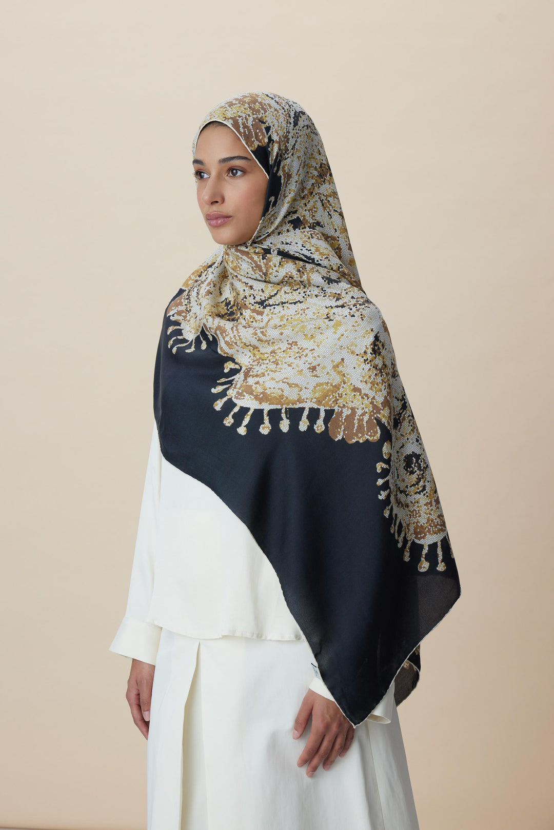 Maisa HAZİNE PAMUK İPEK ŞAL 70*190 CM - SİYAH
