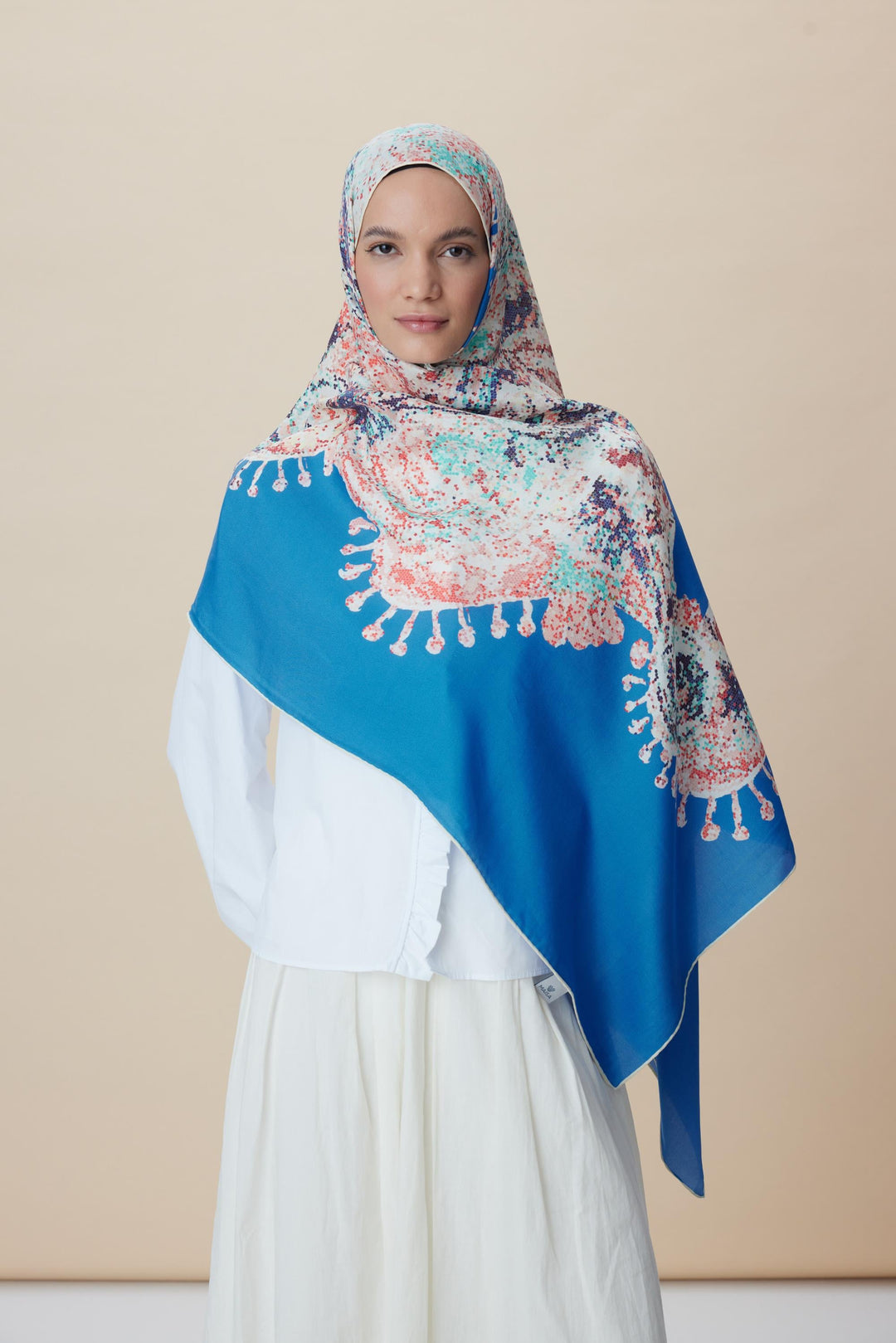 Maisa HAZİNE PAMUK İPEK ŞAL 70*190 CM - MAVİ