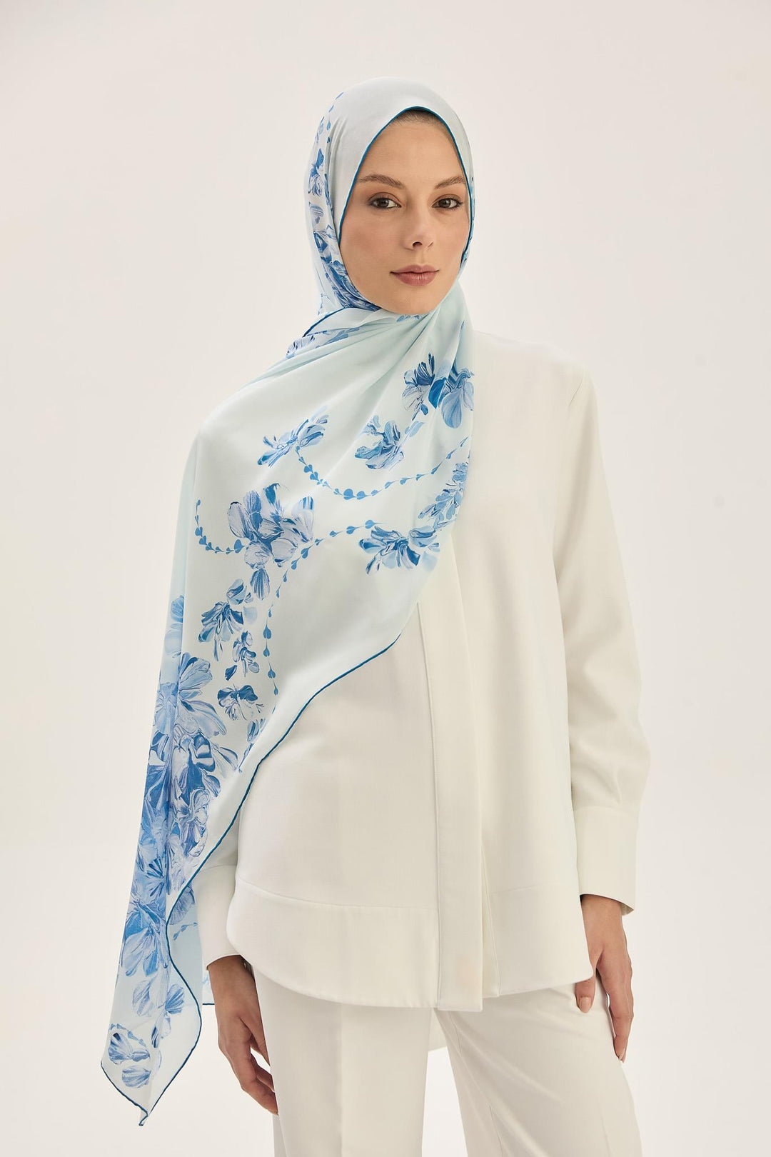 Maisa HELYA KREP İPEK ŞAL 70*190 CM - MAVİ