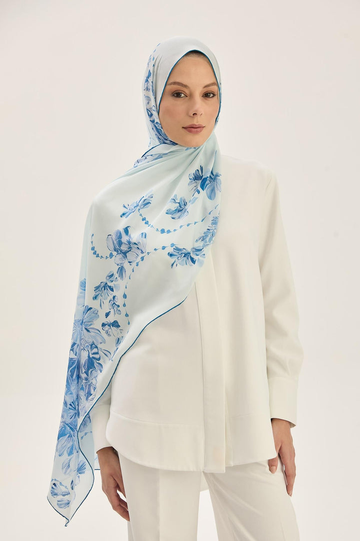 Maisa HELYA KREP İPEK ŞAL 70*190 CM - MAVİ