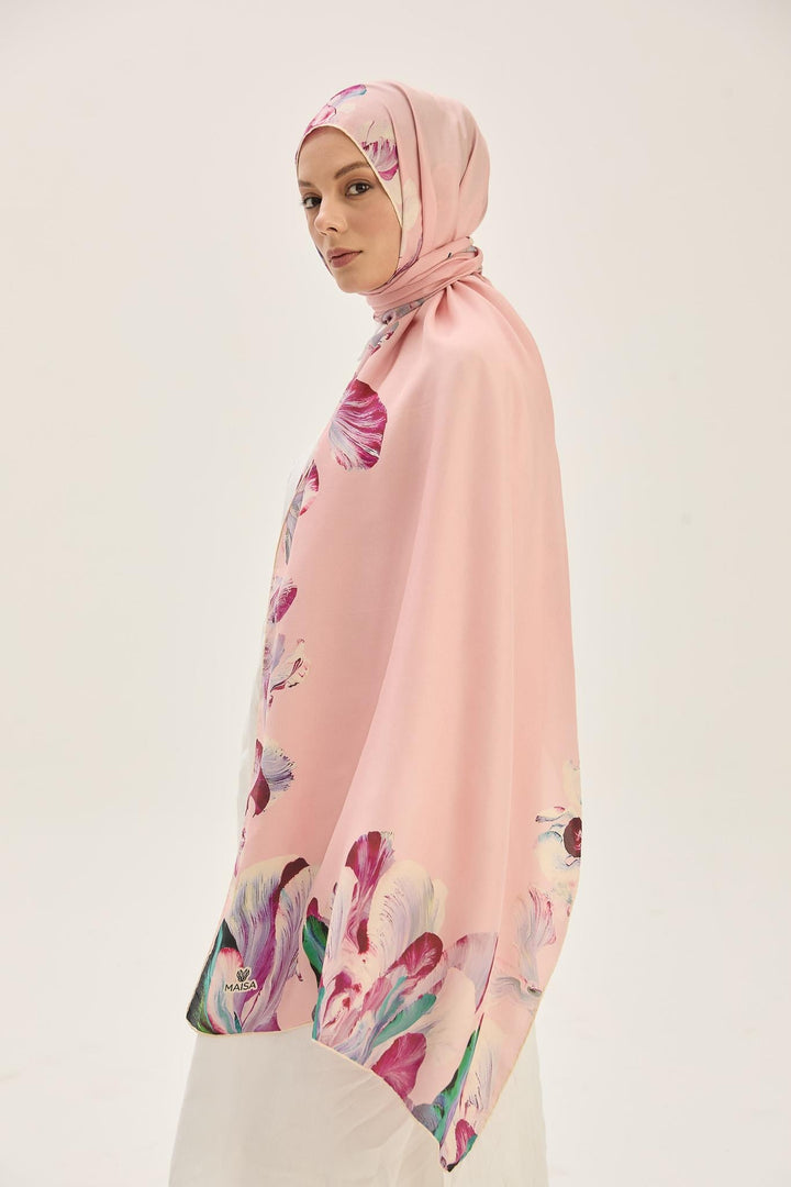 Maisa HUŞ PAMUK İPEK ŞAL 70*190 CM - PUDRA PEMBE