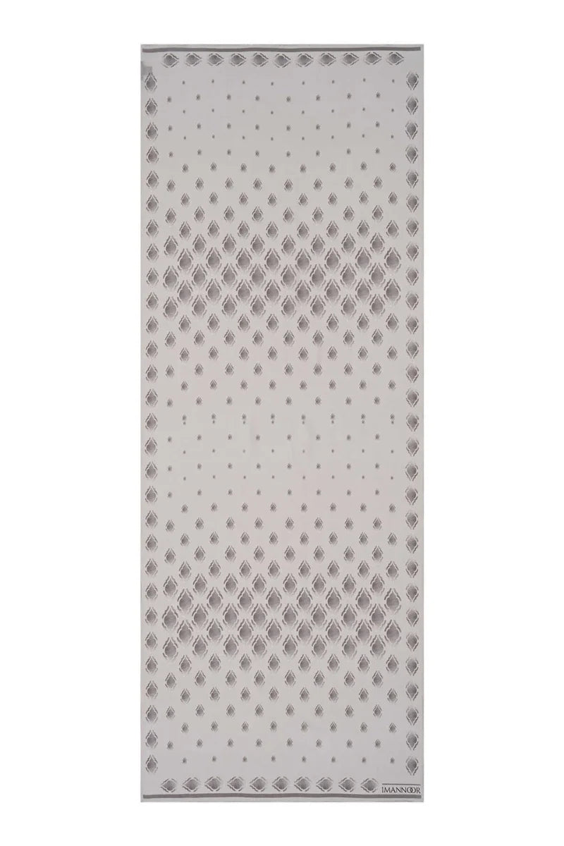 İmannoor Damlalar Gri Krep İpek Şal 80x 200