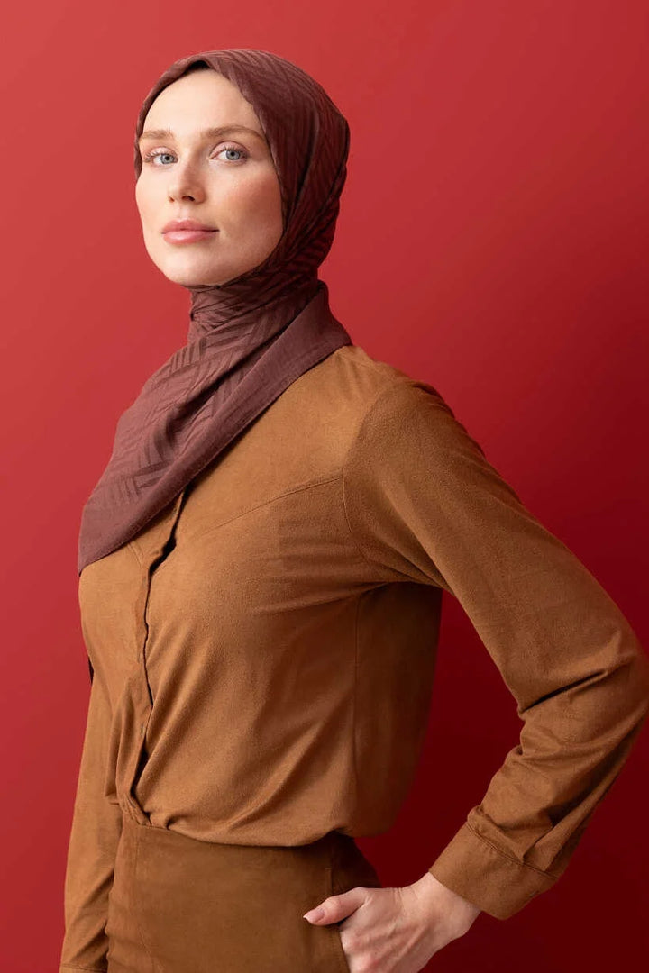 İmannoor İman Kare Kahve Naia Pamuk Şal 70x 210