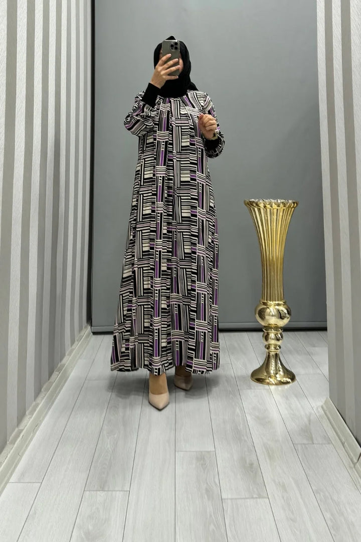 İnvee Yakadan Pileli Elbise 6885