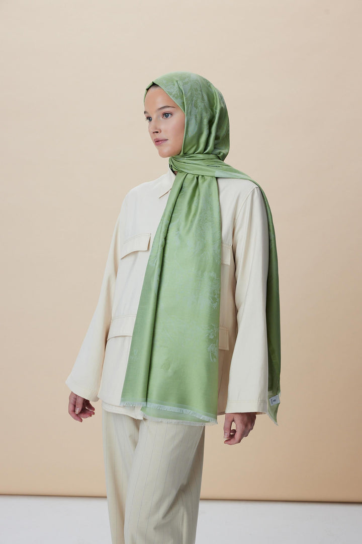Maisa JADE JAKARLI MODAL İPEK ŞAL 70*200 CM - AÇIK YEŞİL