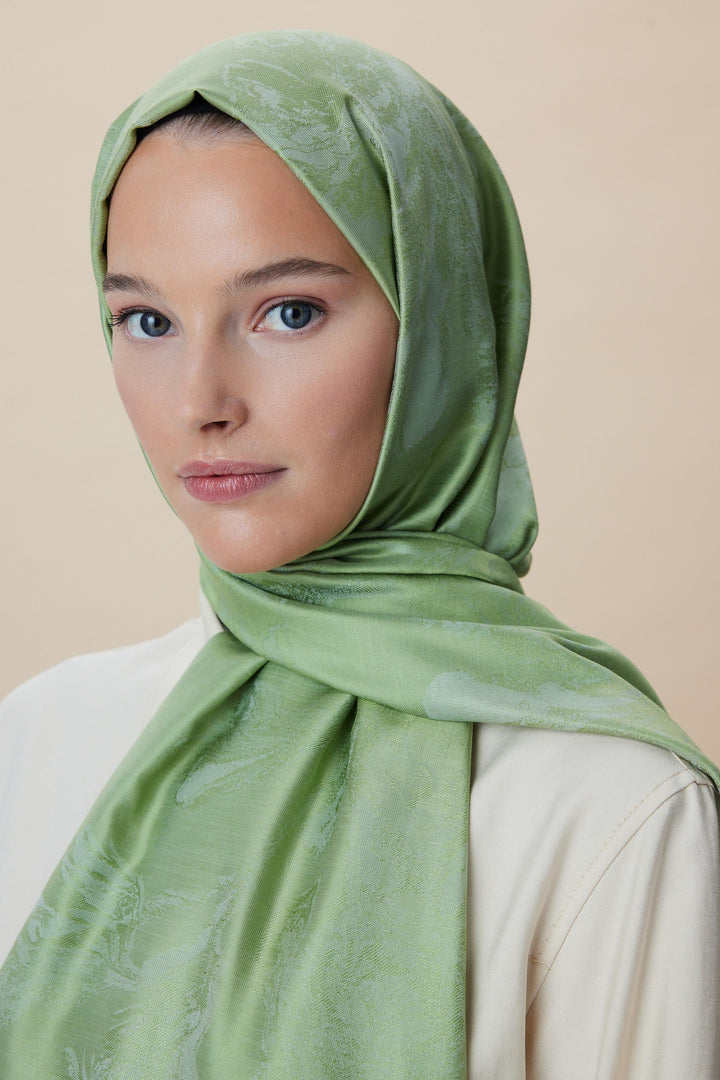 Maisa JADE JAKARLI MODAL İPEK ŞAL 70*200 CM - AÇIK YEŞİL