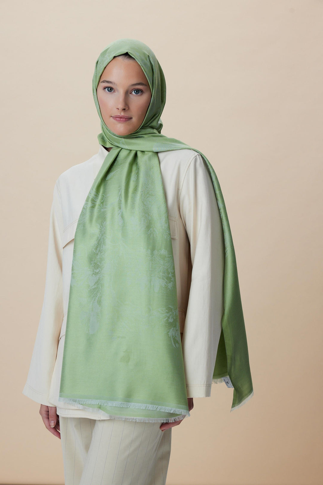 Maisa JADE JAKARLI MODAL İPEK ŞAL 70*200 CM - AÇIK YEŞİL